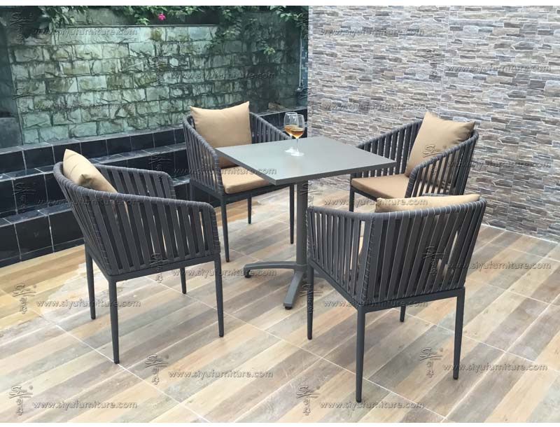 SY4001 4 seater rope weaving dining set Outdoor Dining Sets